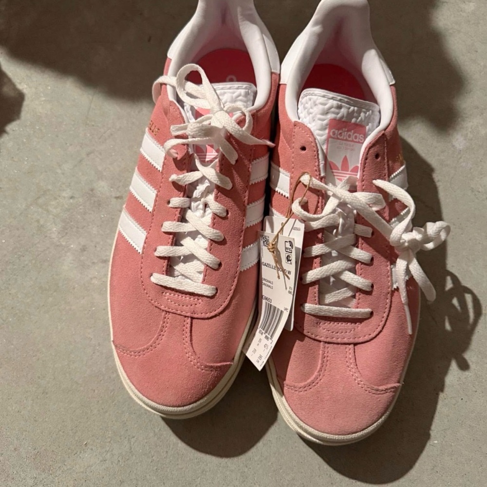 Adidas Women's Rose and White Sneakers